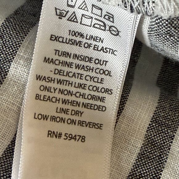 C & C California Linen Babydoll Smocked Top Blouse Shirt Gray White M - Picture 7 of 7